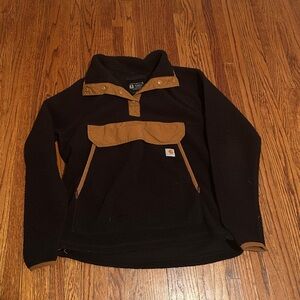 Carhartt 104922-W Womens M 8-10 Pullover Snap Fleece Sherpa Jacket Sweater Black